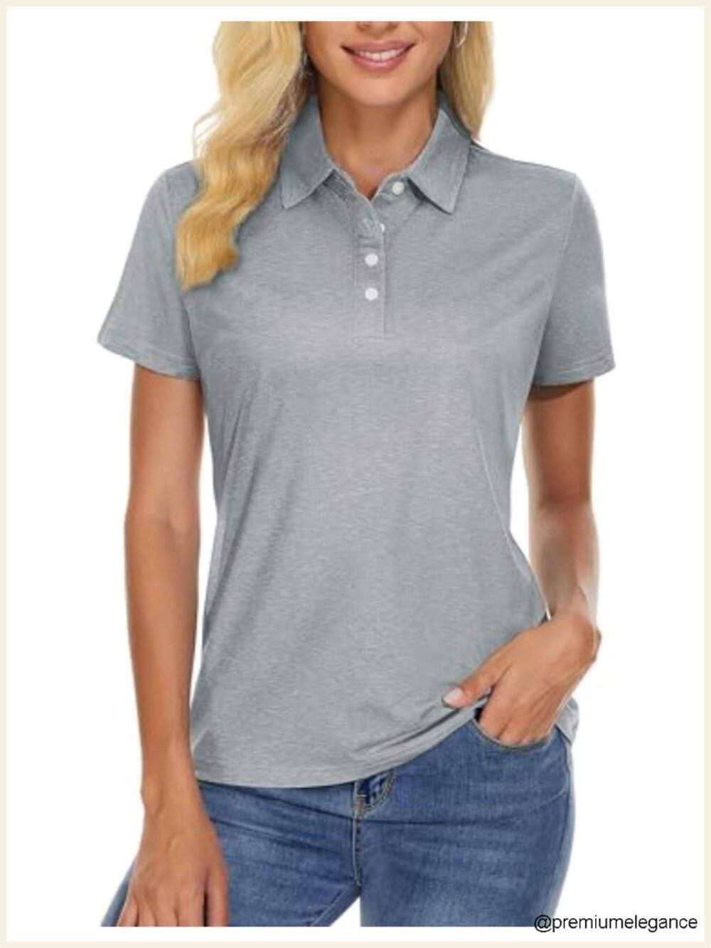 Women's Short Sleeve Polo 4-Button Collared Golf Top Moisture Wicking Quick Dry